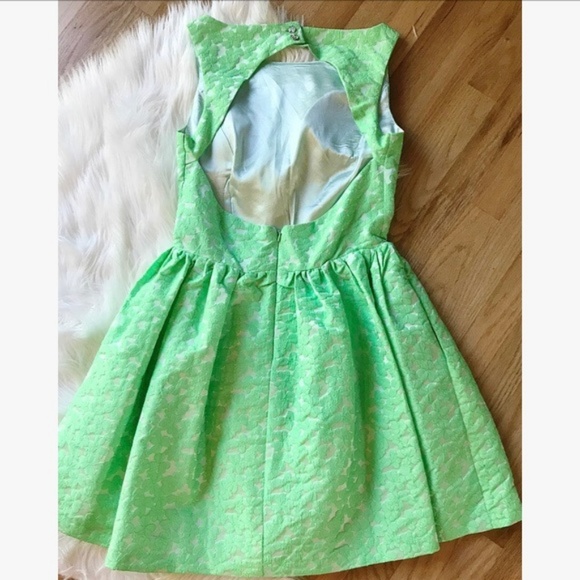 Minuet | Lime Green Backless Pouf Dress - Picture 9 of 11